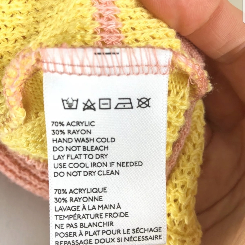 ANTHROPOLOGIE STRIPED PINK & YELLOW SWEATER - Picture 3 of 5